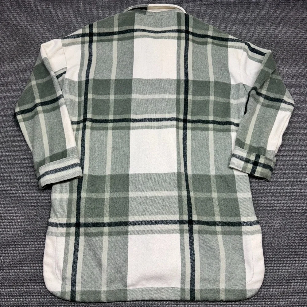 Banana Republic Sage Green Plaid Longline Shacket Shirt Jacket Mens Medium